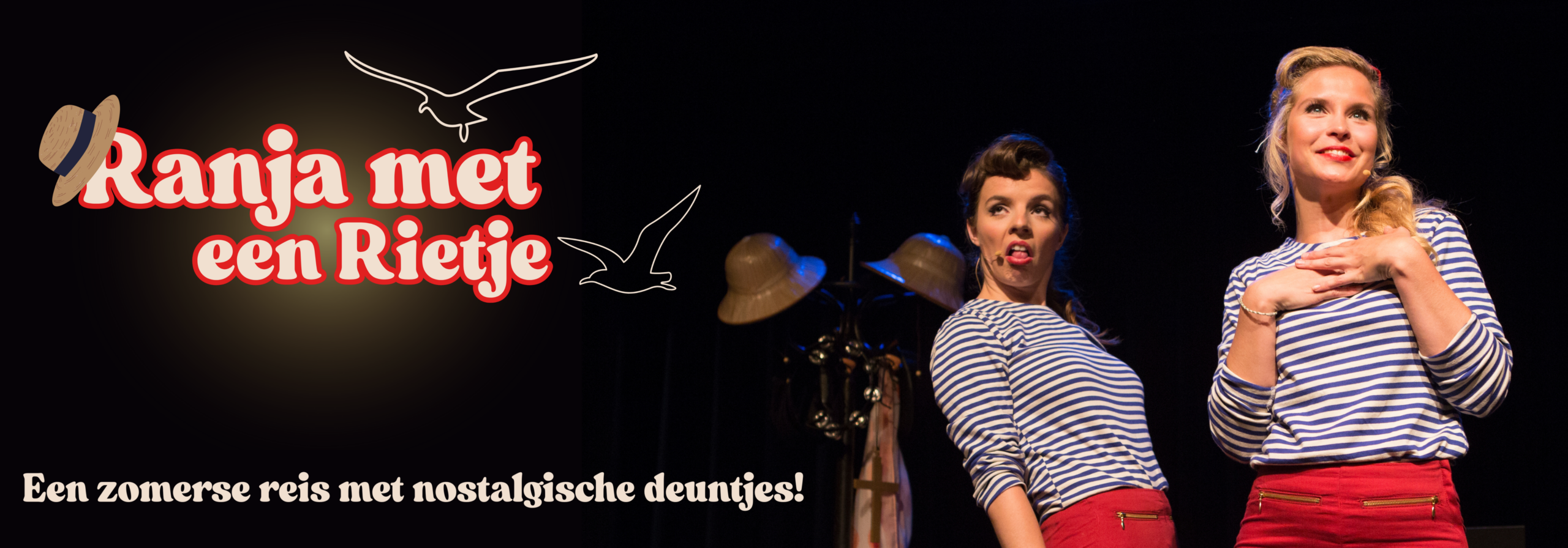 Na het succes van de eerste dementie vriendelijke voorstelling van NL ‘Als de dag van Toen,’ brengen we komend seizoen de voorstelling ‘Ranja met een Rietje.’ In dit nostalgische muziekprogramma nemen Sophie en Rietje u mee op reis met het autootje, de step en met de boot naar de ‘Mediterranee” van Toon Hermans. Ze vertellen over hun vakantieliefde in Mexico en staan samen met u stil bij de kleine dingen die het doen. Wederom een heerlijk nostalgische voorstelling vol herkenbare deuntjes met live muziek. Deze gezellige voorstelling is om heerlijk bij mee te zingen én is ook dementievriendelijk.